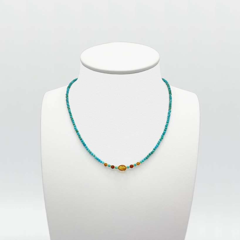 Collier turquoise mix ton orangé